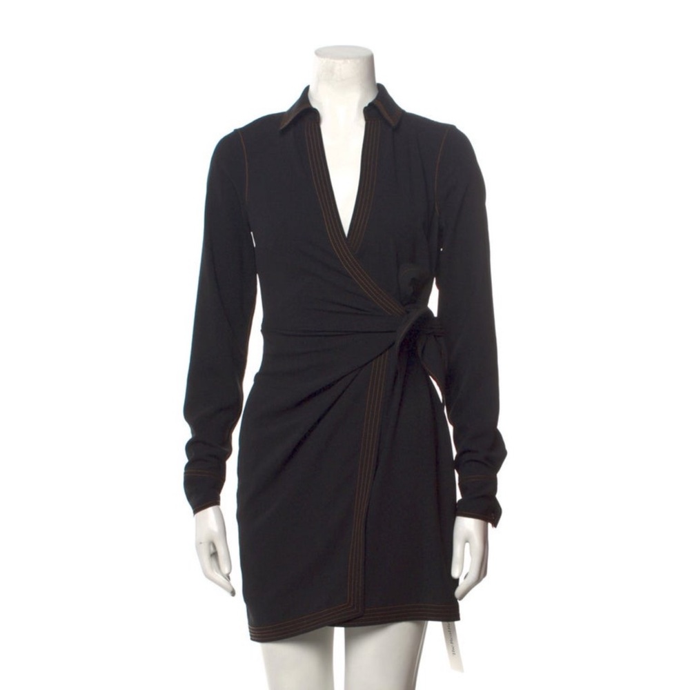 Veronica Bears Elegant Black Wrap Dress